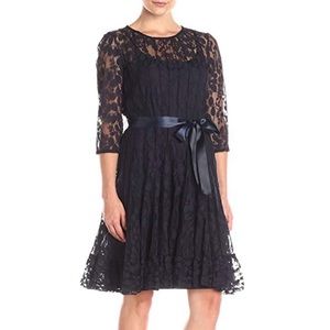 MSK Illusion Floral Lace Dress in Navy sz 14 NWT